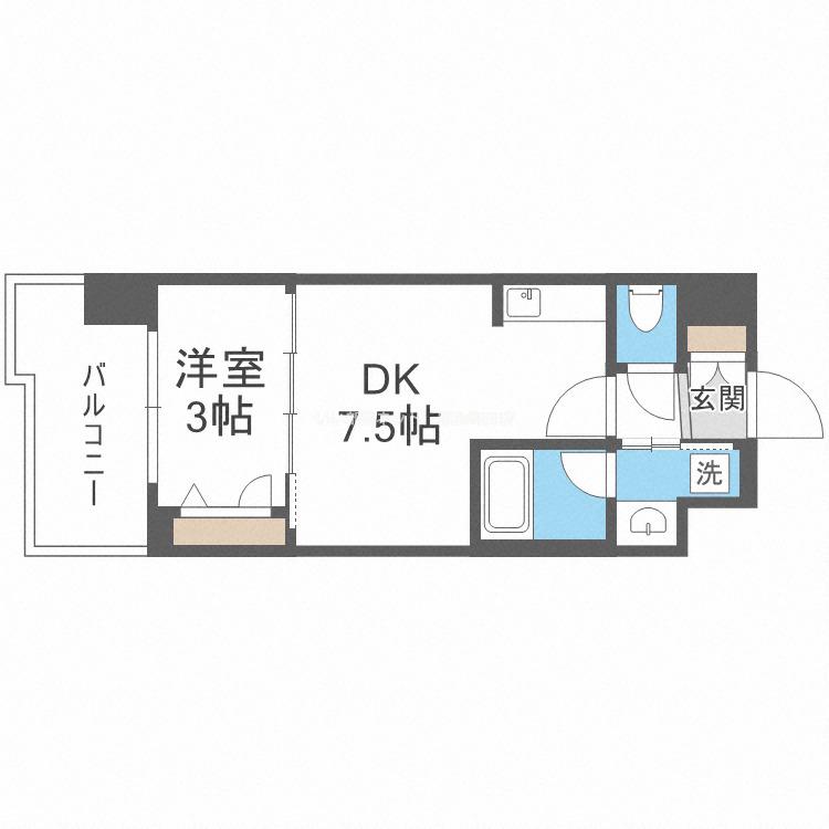 ATTIRANT西三国(1DK/12階)の間取り写真