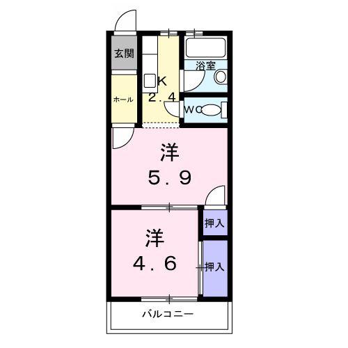 グリーンハイツ肥田(2K/1階)の間取り写真