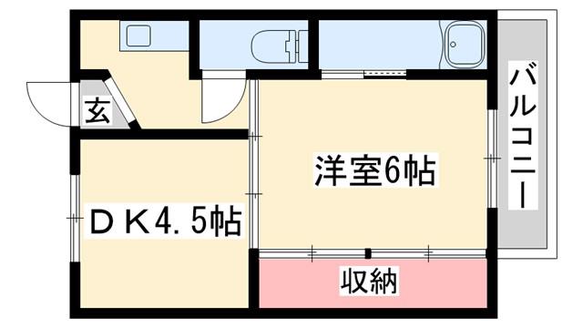 ビレッジハウス朝日ヶ丘2号棟(1DK/3階)の間取り写真