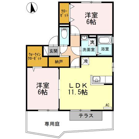 グラン・カネイ(2LDK/1階)の間取り写真