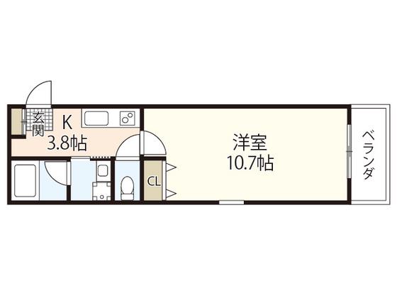 RIDERE廿日市(1K/1階)の間取り写真