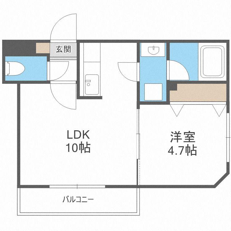 オルセー北17条(1LDK/1階)の間取り写真