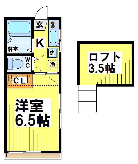 アイランドハウス(1K/2階)の間取り写真