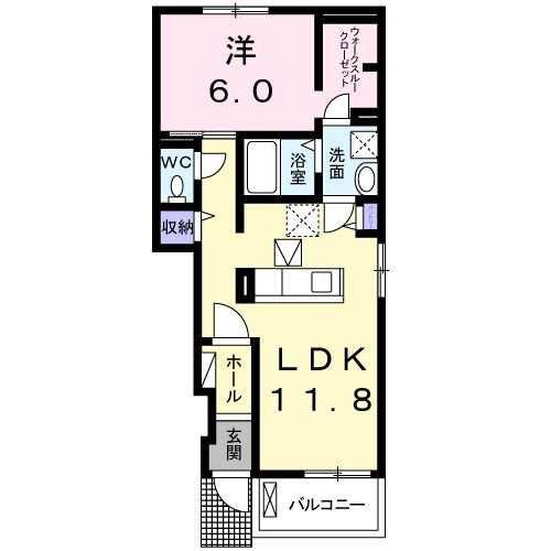 カサブランカ(1LDK/1階)の間取り写真