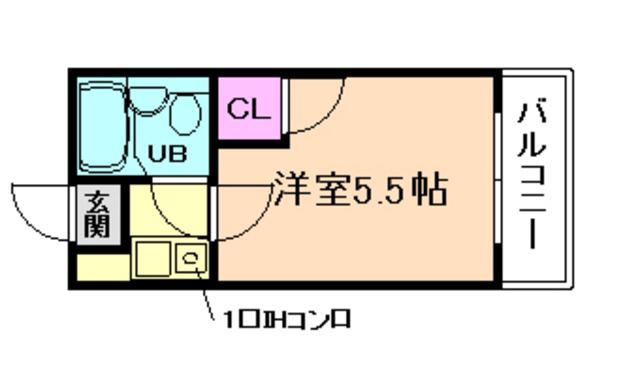 サンシャトー粟生間谷(1K/2階)の間取り写真