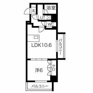 LEXE八広(1LDK/2階)の間取り写真