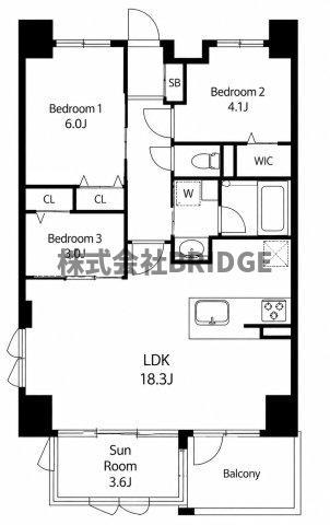S-RESIDENCE谷町六丁目ALO(3LDK/14階)の間取り写真