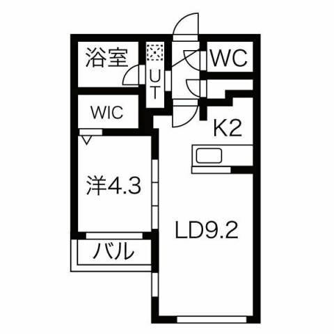 GARBO新札幌(1LDK/2階)の間取り写真