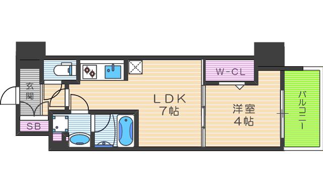 アーバネックス西天満(1LDK/7階)の間取り写真