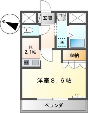 グランシャリオ(1K/2階)の間取り写真