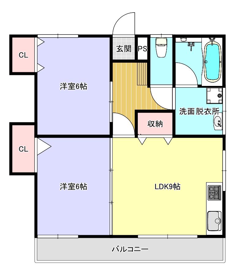 メゾン東邦X(2LDK/3階)の間取り写真