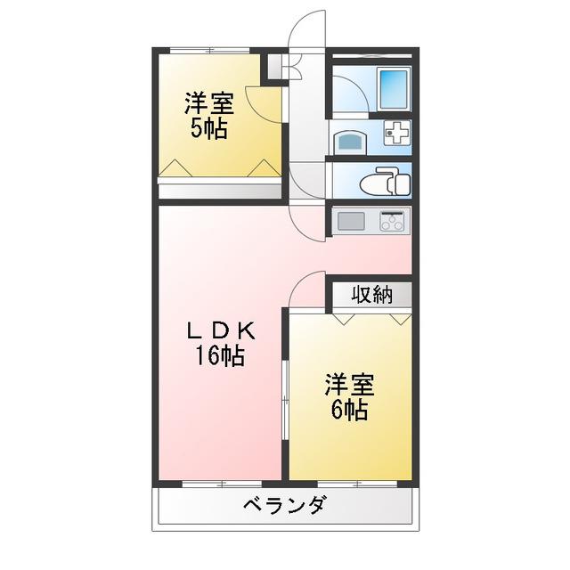陽輪台沼津(2LDK/6階)の間取り写真