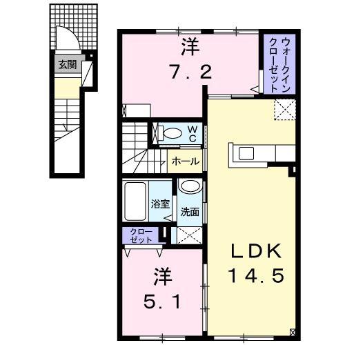 プライム メゾン(2LDK/2階)の間取り写真