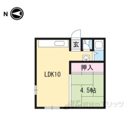 ニュー北山ビル(1LDK/3階)の間取り写真