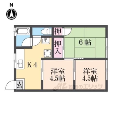 マンション甘樫(3K/2階)の間取り写真