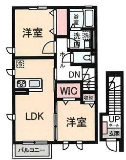 ＪＲ埼京線 戸田公園駅 徒歩10分 2階建 築1年(2LDK/2階)の間取り写真