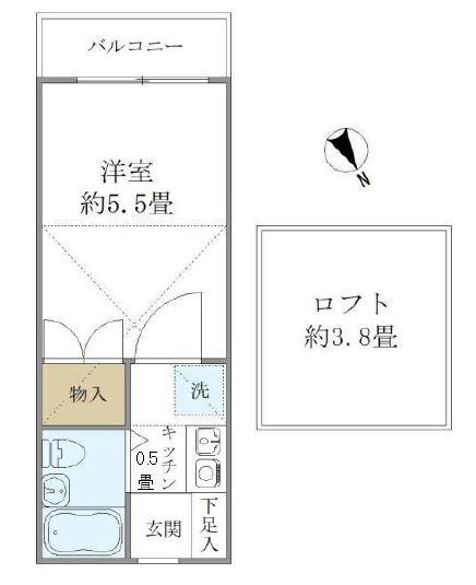 アーデル飛田給(1K/2階)の間取り写真