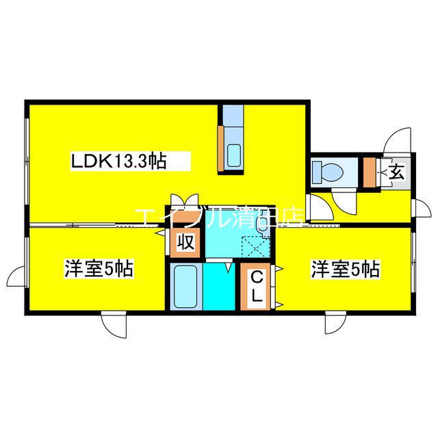 TIJUANA COURT(2LDK/2階)の間取り写真