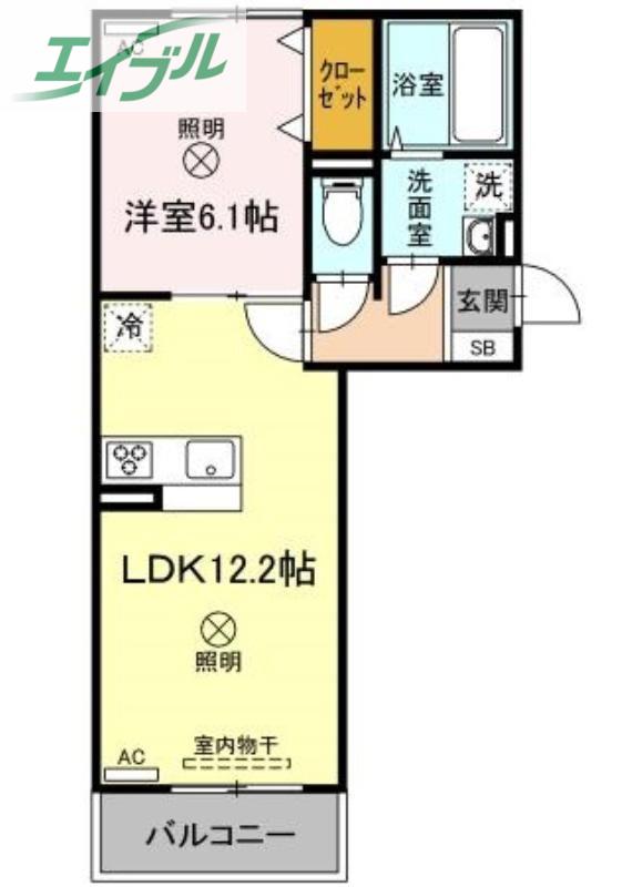 ELPIS II II棟(1LDK/2階)の間取り写真