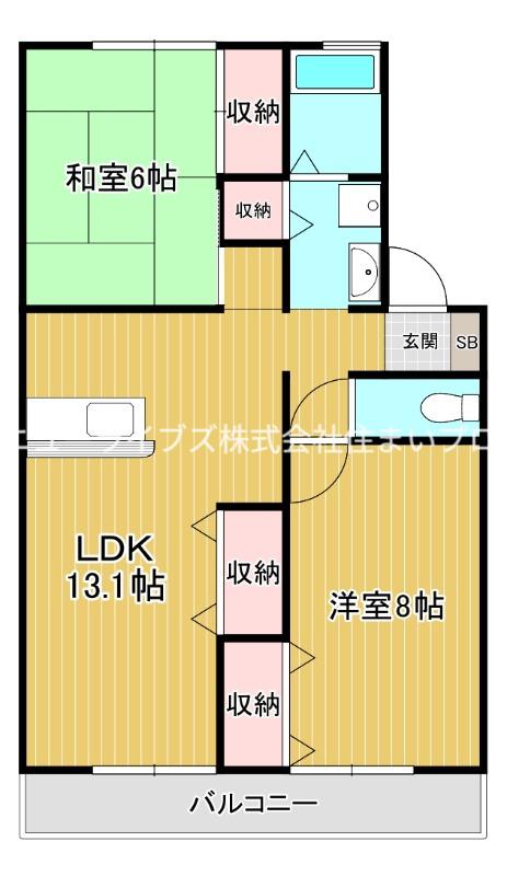 ミモザ3(2LDK/1階)の間取り写真