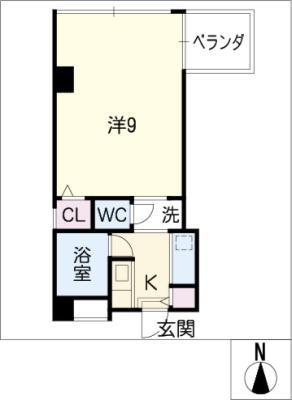 HARAX八事(1K/3階)の間取り写真