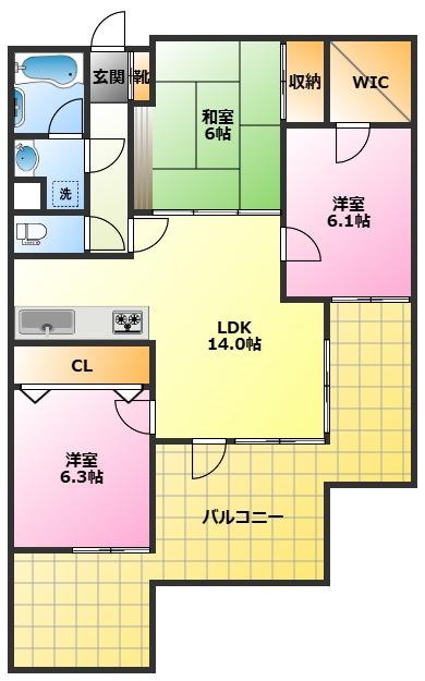 マイソン蔵(3LDK/5階)の間取り写真