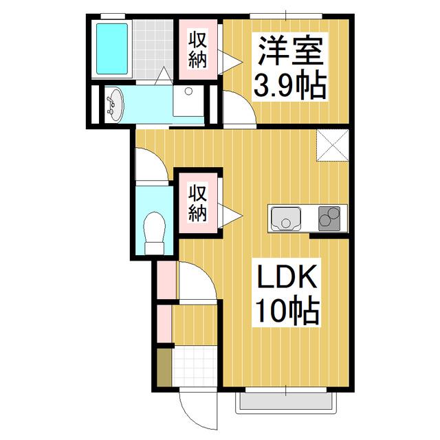 コンフォーティア信濃大町III(1LDK/1階)の間取り写真