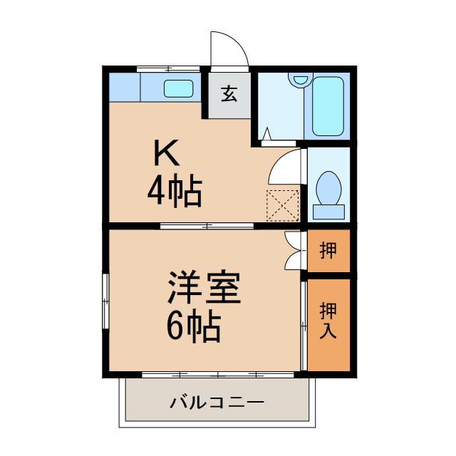 マンションK&K(1K/2階)の間取り写真