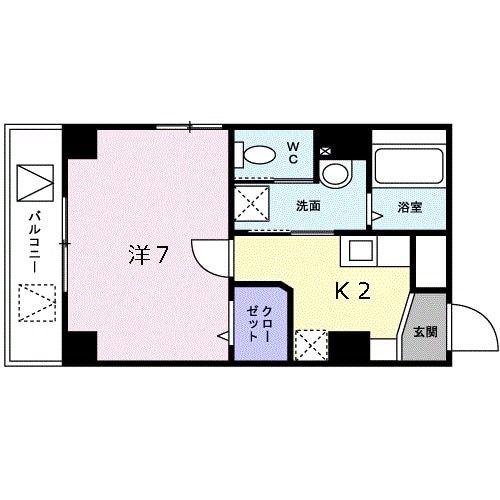 ボヌールM(1K/2階)の間取り写真