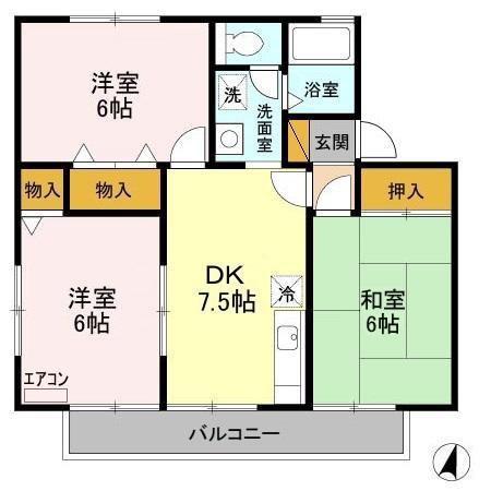 ジョイフローリッシュ(3DK/2階)の間取り写真