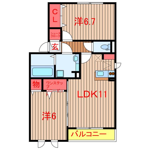 八千代の杜 ノースヒルK(2LDK/1階)の間取り写真