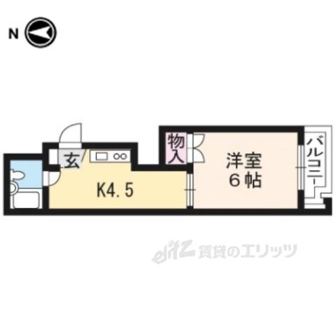 シャンボール今出川(1DK/3階)の間取り写真