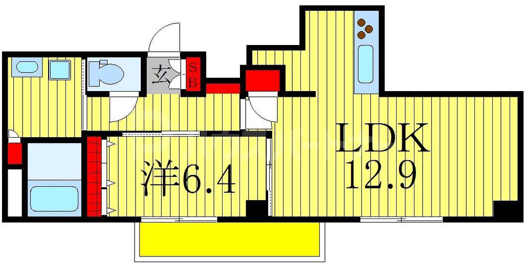 ダイヤモンド・クレスト柏(1LDK/4階)の間取り写真