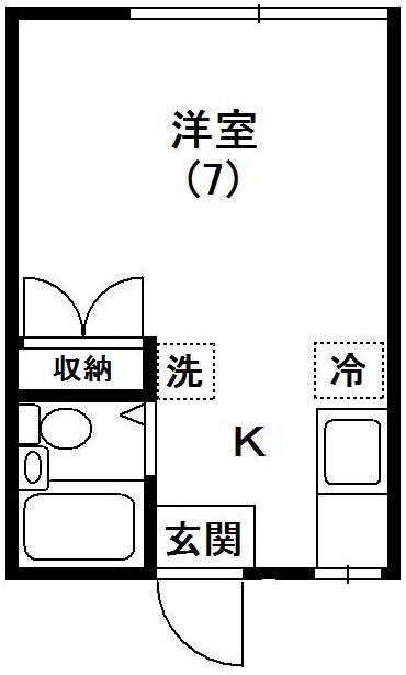 サンハイム遠矢塚(ワンルーム/2階)の間取り写真
