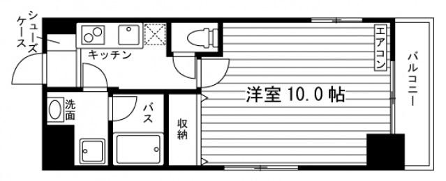 CASA GRANDE医大前(1K/2階)の間取り写真