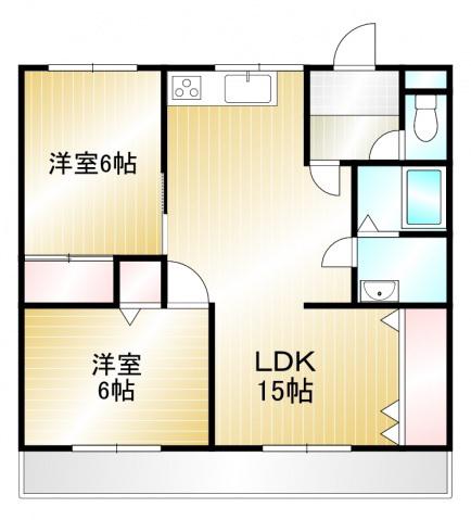 石原マンション(2LDK/3階)の間取り写真