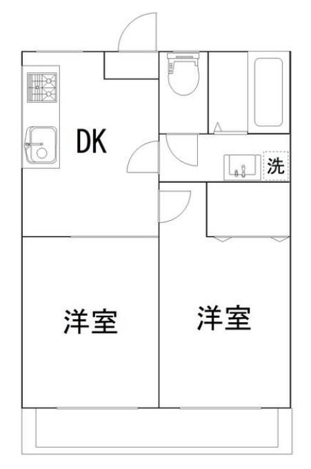 WADAビル10(2DK/4階)の間取り写真