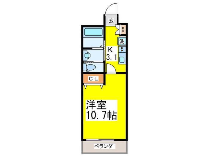 ディモア増田(1K/4階)の間取り写真