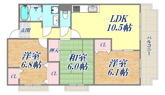 グランツOKAMOTOⅦ(3LDK/2階)の間取り写真