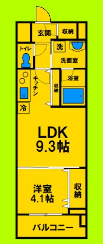 スプランディッドVIII(1LDK/4階)の間取り写真