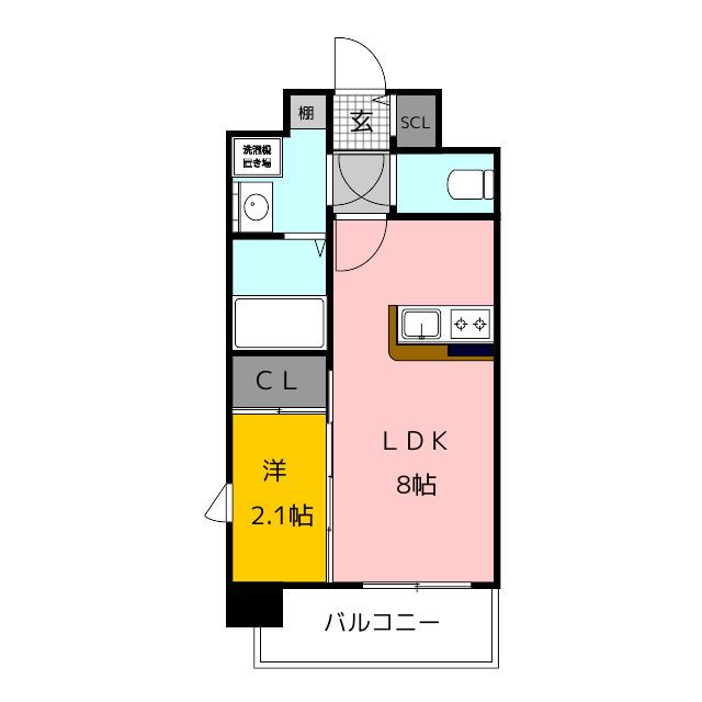 MODERN PALAZZO 箱崎駅前(1LDK/9階)の間取り写真