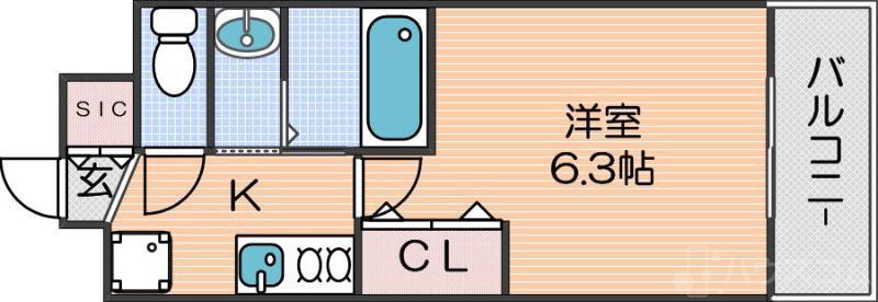 LUXE住吉公園(1K/15階)の間取り写真