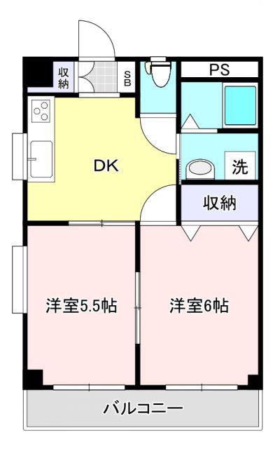 SKマンションA(2DK/1階)の間取り写真