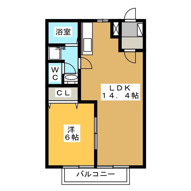 ニューシティー各務原(1LDK/2階)の間取り写真