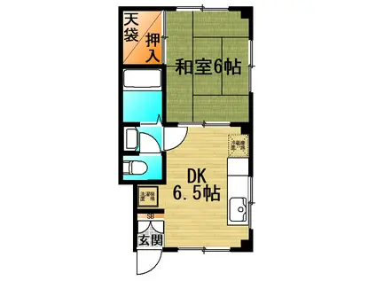 コーポM(1DK/1階)の間取り写真