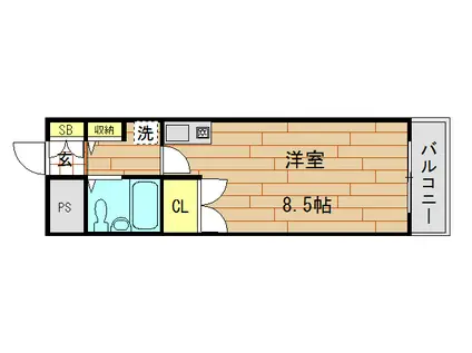 メゾン朝日 八戸ノ里(ワンルーム/1階)の間取り写真