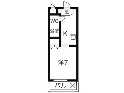 パックス恵方Ⅱ(1K/2階)の間取り写真
