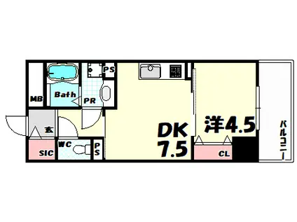 神戸HARBOESIDE 萬利RESIDENCE(1DK/2階)の間取り写真