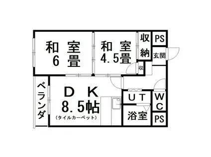 ロジェ中島1号(2DK/2階)の間取り写真