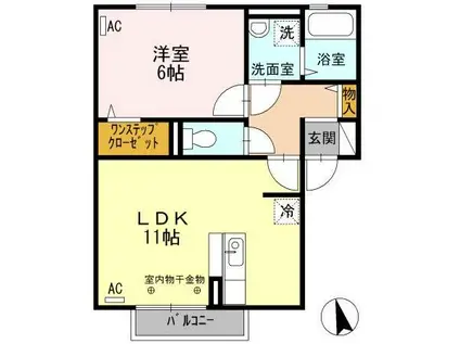 サンライズ御井(1LDK/2階)の間取り写真